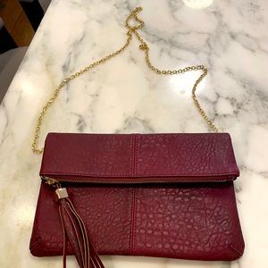 Moda Luxe Melodie zippered flap shoulder back, convertible clutch w/chain